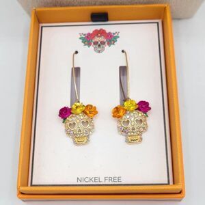 Sugar Skull Shephard Hook Earrings NWT!  NEW!  DAY OF THE DEAD